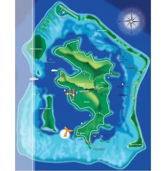 Carte du site de snorkeling Toopua Iti à Bora Bora