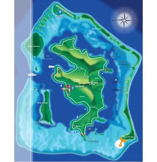 Bora Bora map snorkeling site Motu Fanfan