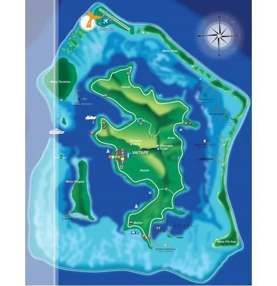 Bora Bora map snorkeling site Motu Tane
